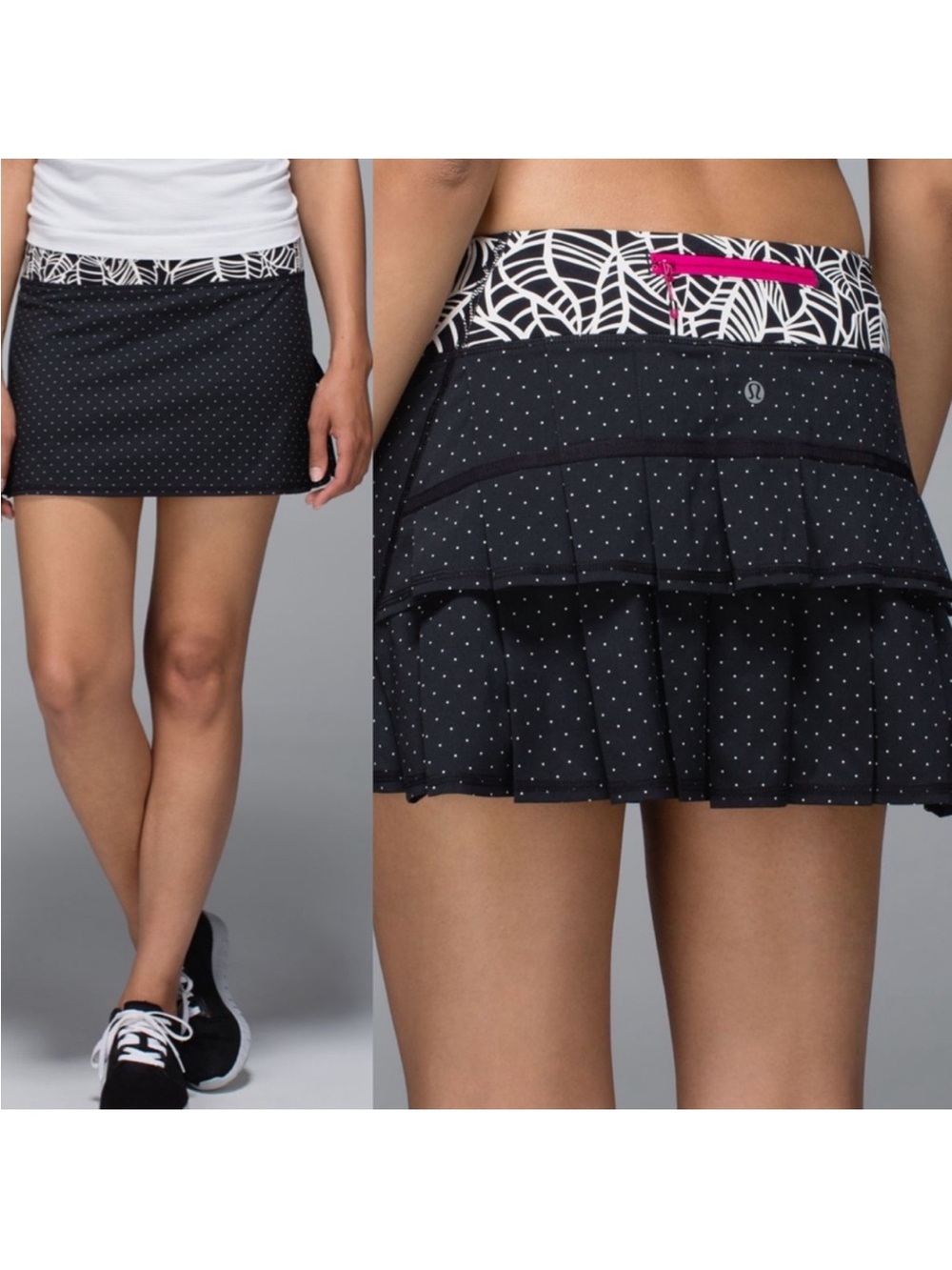 Lululemon Run Pace Setter Skirt Skort Size 6 Sweet Spot Black Angel Wing